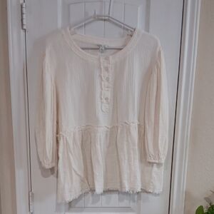 Cato Cream Peplum Blouse with Peter Pan Collar